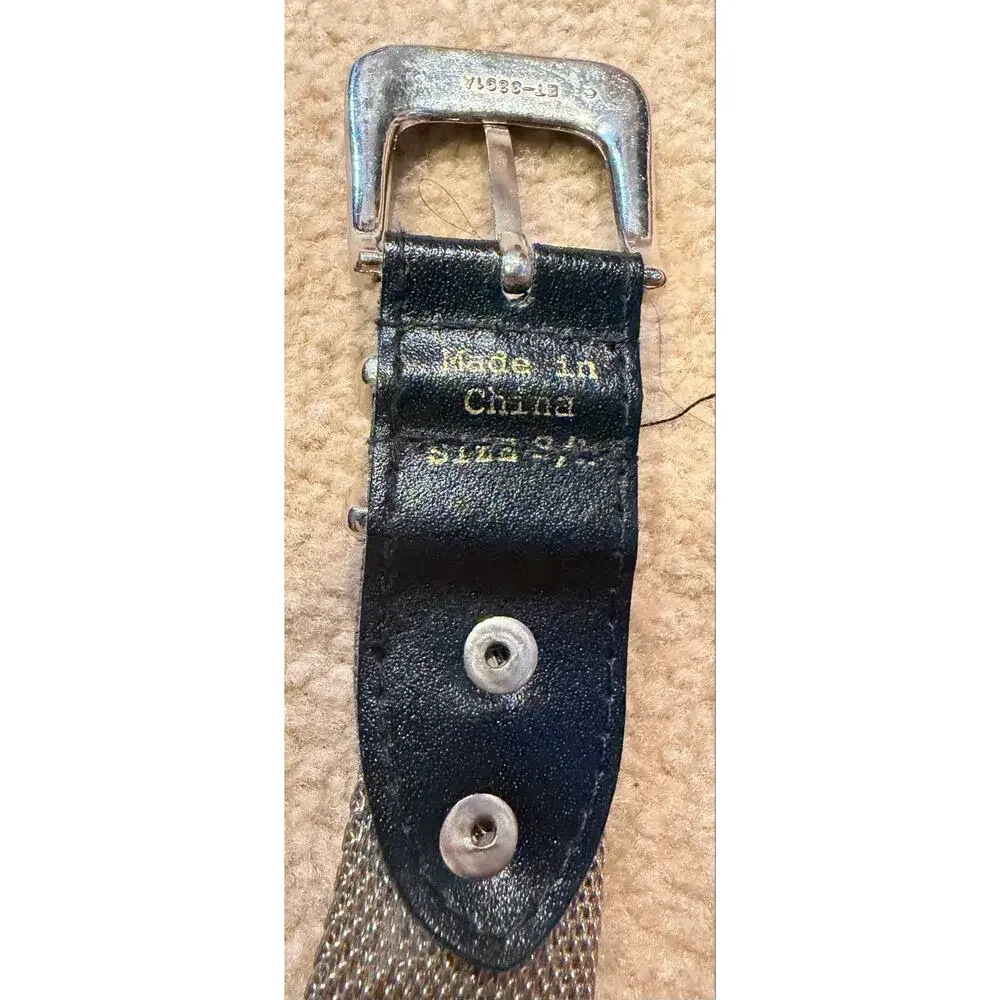 Southwestern Diamond Studded Womens Silver Mesh Concho Belt Size S/M Boho Y2K